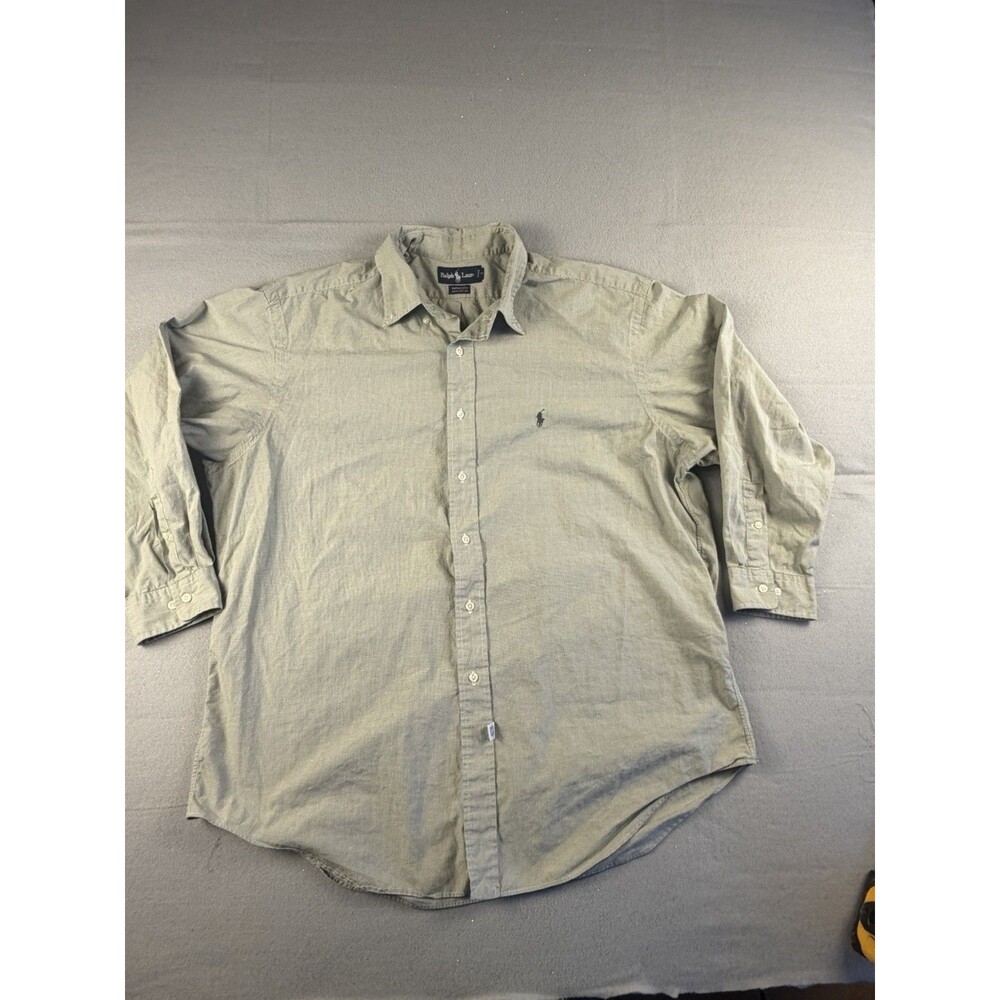 Ralph Lauren Yarmouth Men's Green Check Cotton Woven Long Sleeve Shirt 17 32/33